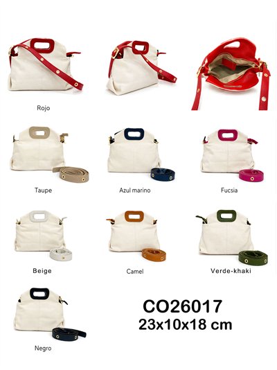 Mini bolso bandolera de lona con asa de piel 2