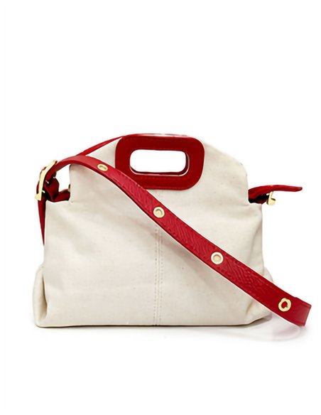 Mini bolso bandolera de lona con asa de piel