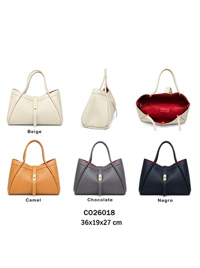 Bolsa de compras em couro com fecho central. 2