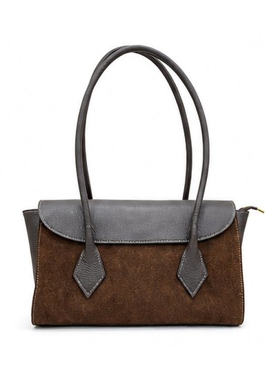 Bolso tote bicolor de piel y ante con solapa 2