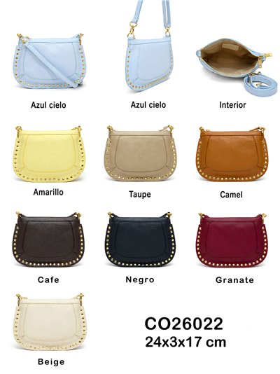 Bolso bandolera de piel con tachas