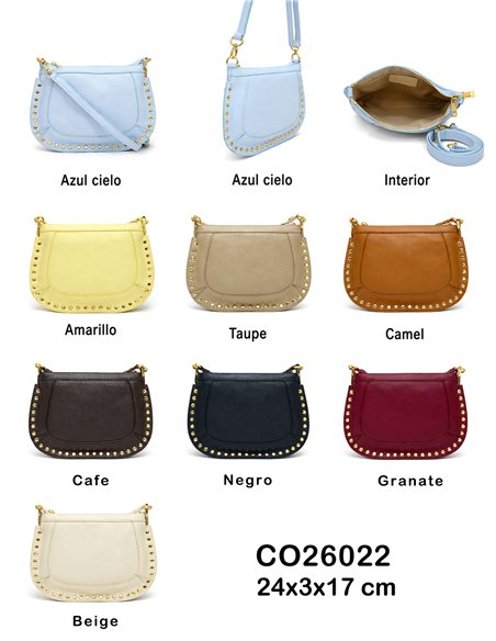 Bolso bandolera de piel con tachas