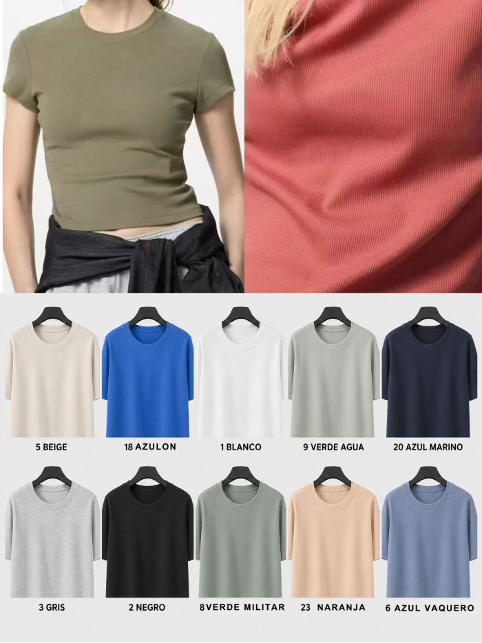 T-shirt côtelé basique | JS-TX777 | B2B | Esbeautiful