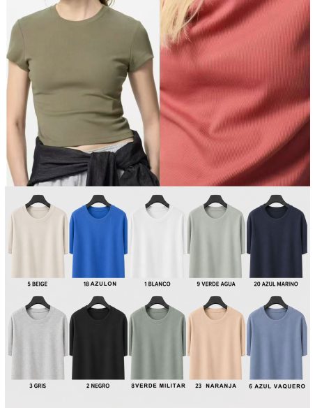 T-shirt côtelé basique | JS-TX777 | B2B | Esbeautiful