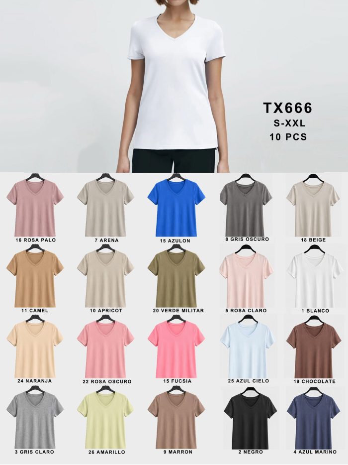 Basic-T-Shirt mit V-Ausschnitt | JS-TX666 | B2B | Esbeautiful