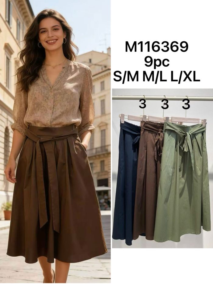 Gonna midi semplice con cintura annodata | LS-M116369-MIXED