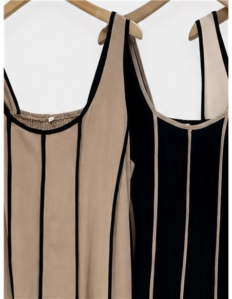 Contrast trim linen midi dress