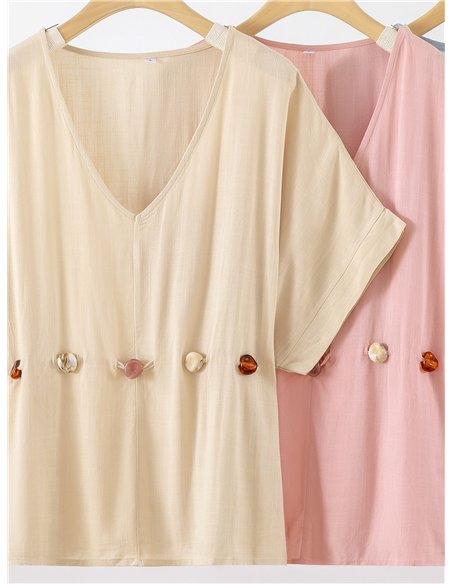 Embellished linen blouse and trousers set