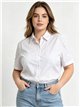 Plus size tailored short sleeve stretch shirt