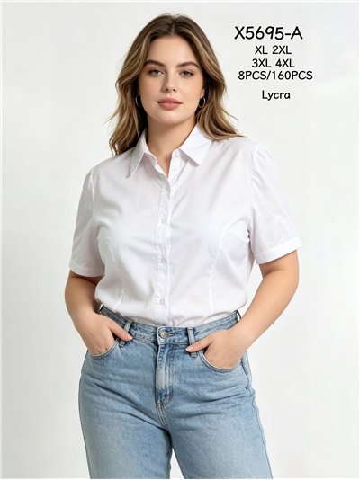 Plus size tailored short sleeve stretch shirt 2