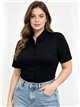 Plus size tailored short sleeve stretch shirt
