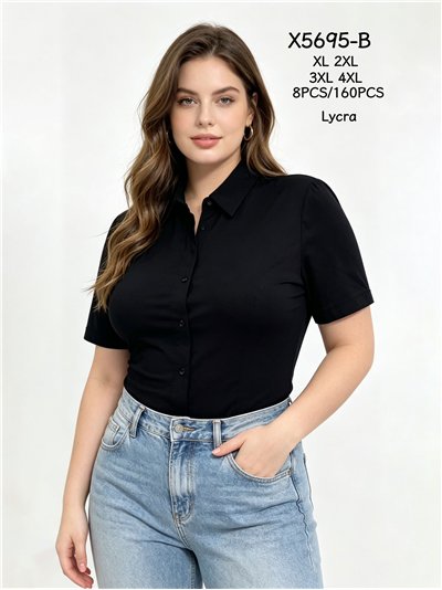 Plus size tailored short sleeve stretch shirt 2