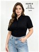 Plus size tailored short sleeve stretch shirt