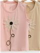 Camiseta sin mangas flor bordada