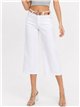 Pantalón vaquero culotte blanco cinturón