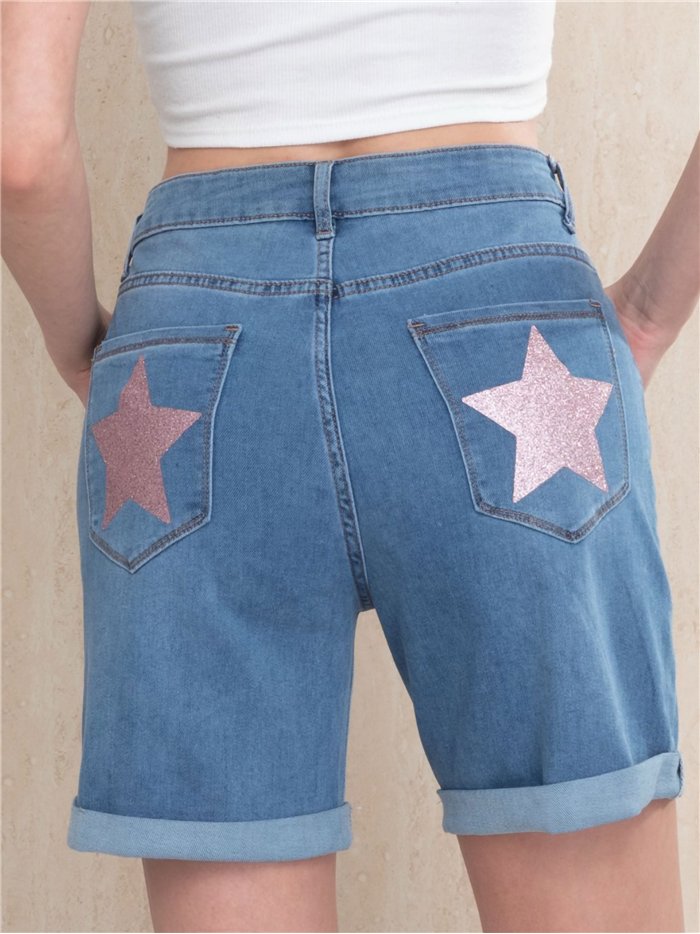 Bermuda vaquera estrella en bolsillo