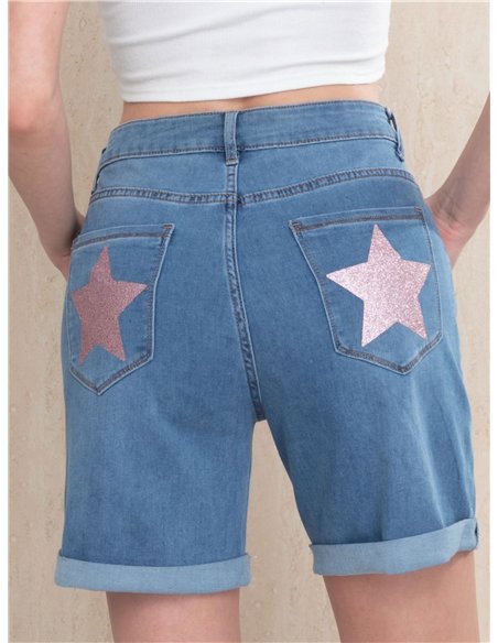 Bermuda vaquera estrella en bolsillo