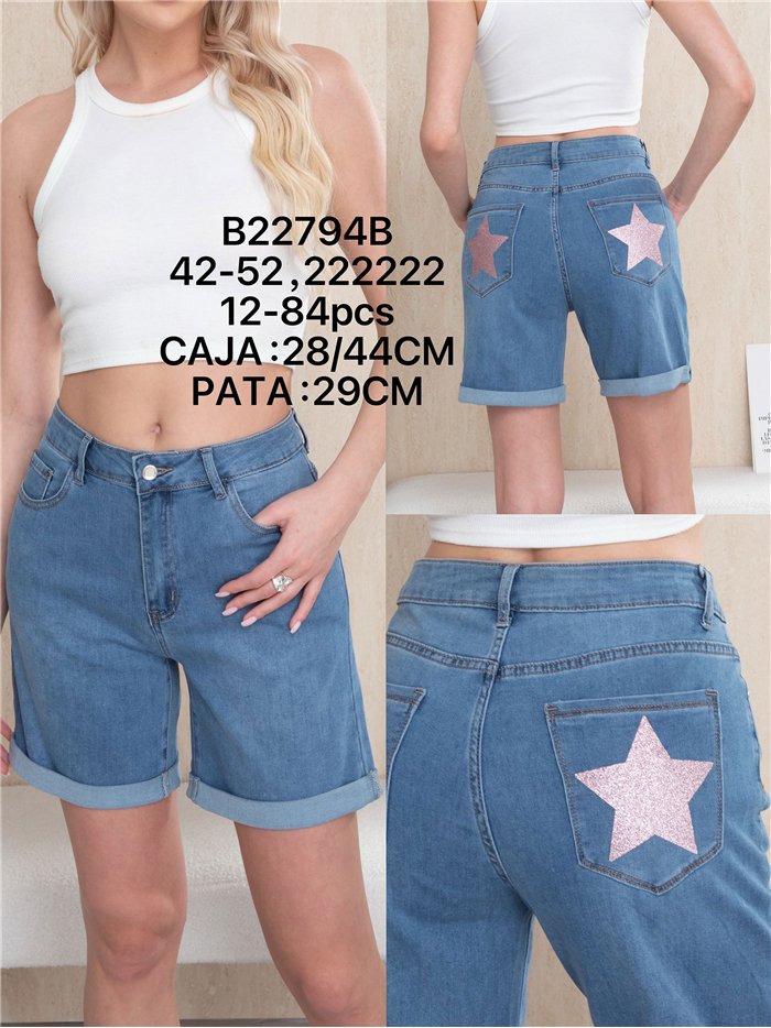 Bermuda vaquera estrella en bolsillo