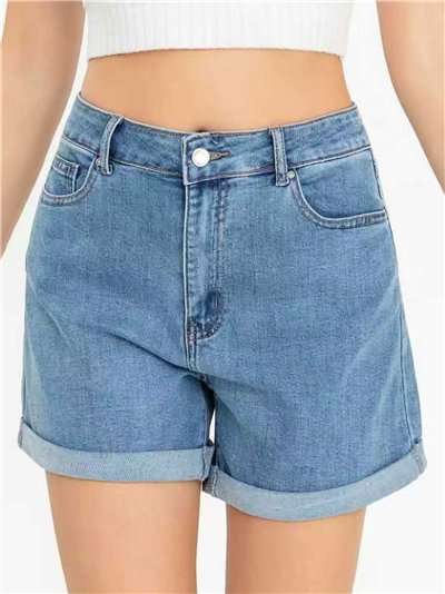 Short vaquero bajo vuelto
