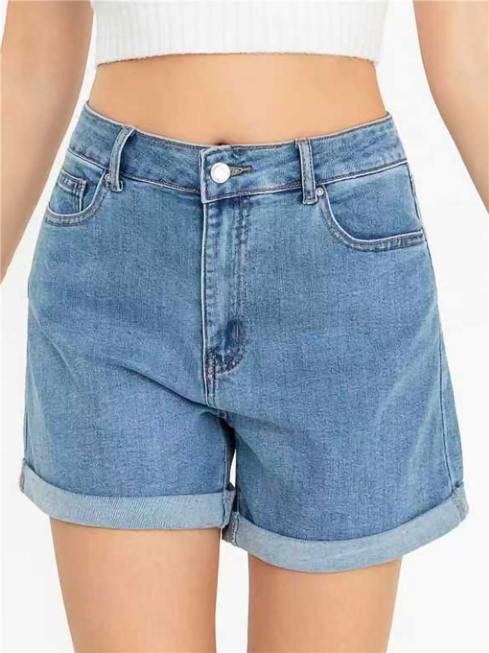 Short vaquero bajo vuelto