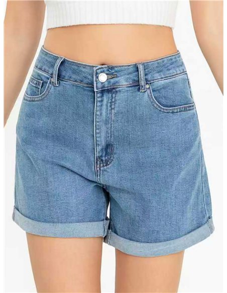 Short vaquero bajo vuelto