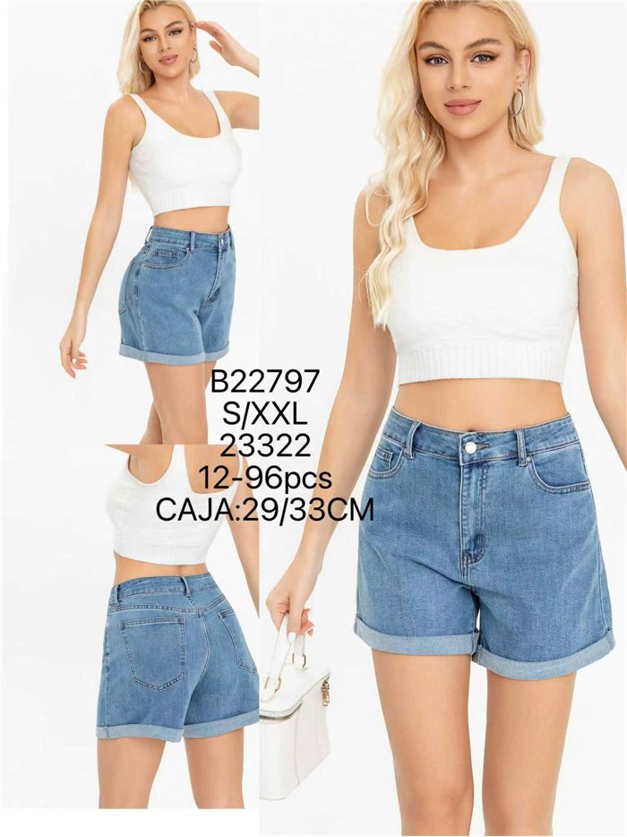 Short vaquero bajo vuelto