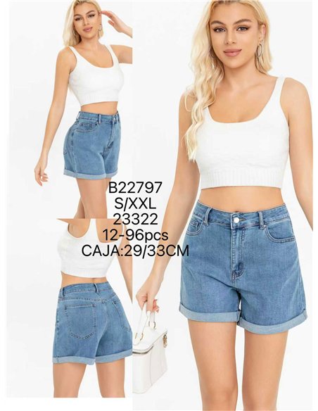 Short vaquero bajo vuelto