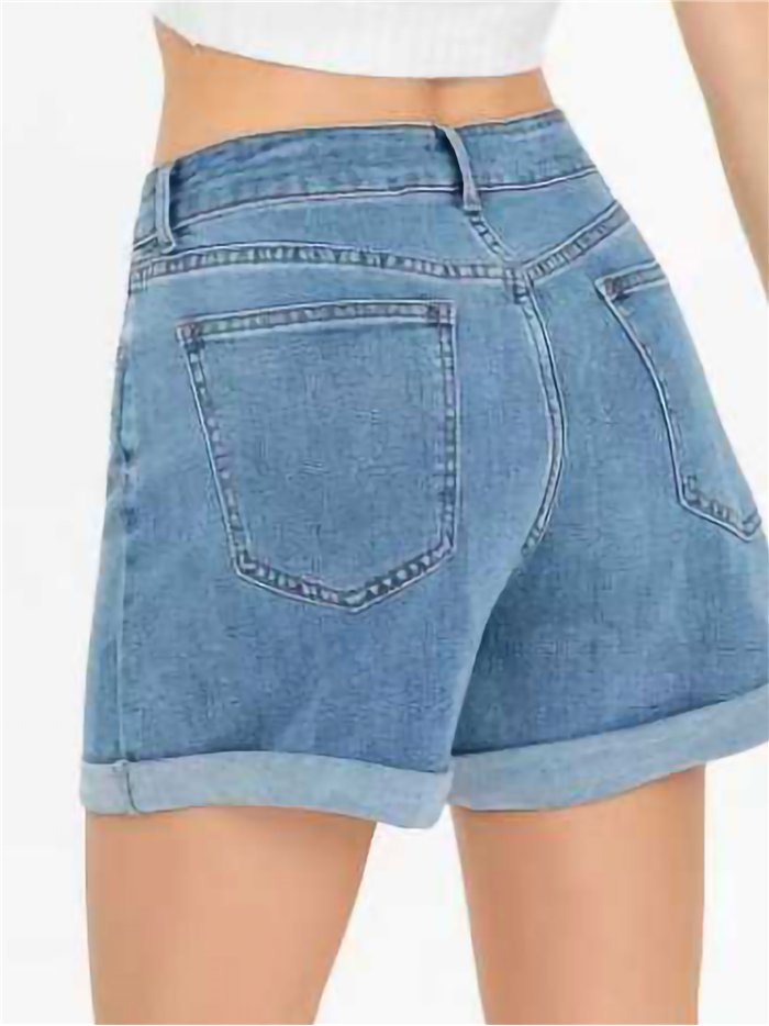 Short vaquero bajo vuelto