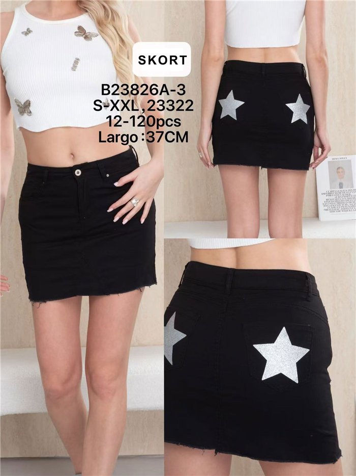 Short falda vaquera negra estrellas