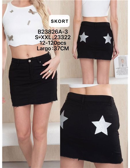 Short falda vaquera negra estrellas