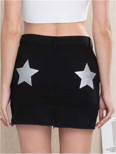 Short falda vaquera negra estrellas