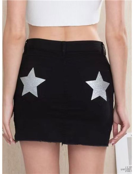 Short falda vaquera negra estrellas