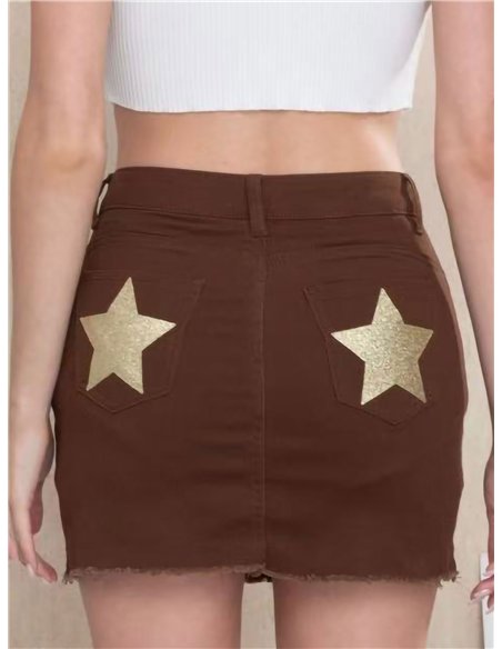 Short falda vaquera marrón estrellas