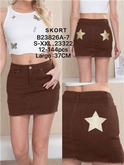 Short falda vaquera marrón estrellas 2