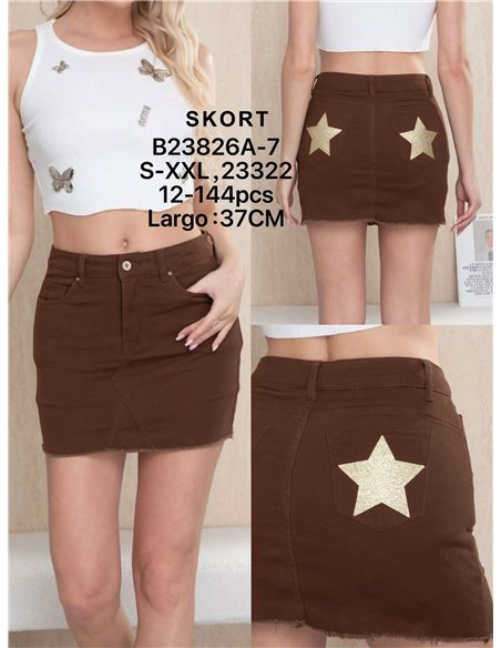 Short falda vaquera marrón estrellas