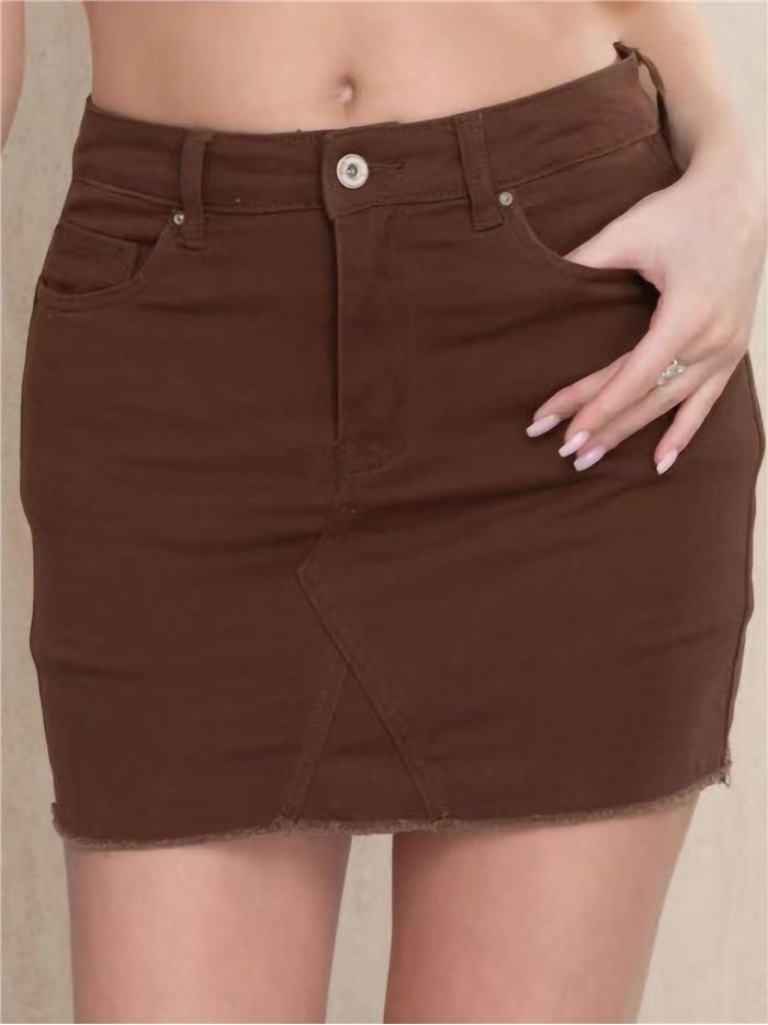 Short falda vaquera marrón estrellas