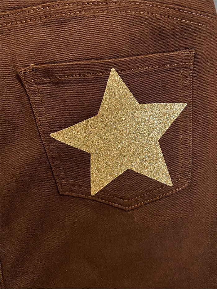 Short falda vaquera marrón estrellas