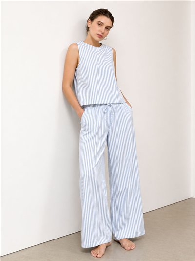 Conjunto top rayas y pantalón palazzo