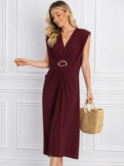 Sleeveless ring-detail midi dress | ZD-8850 | B2B