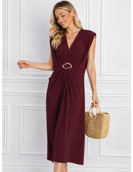 Sleeveless ring-detail midi dress | ZD-8850 | B2B