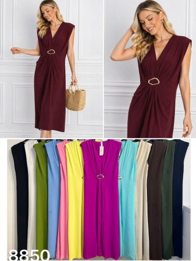 Sleeveless ring-detail midi dress | ZD-8850 | B2B 2