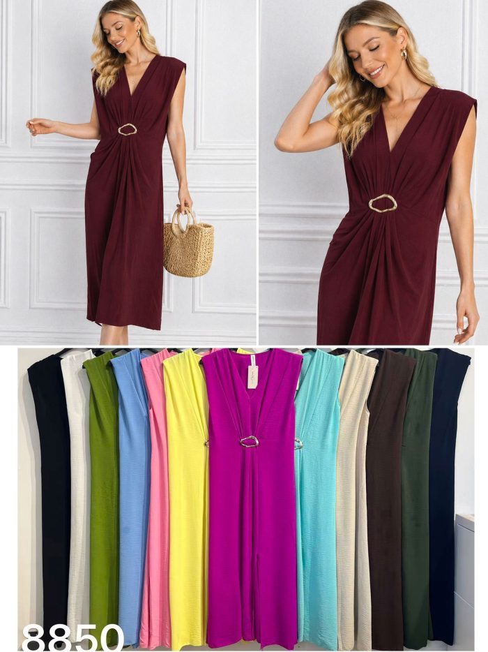 Sleeveless ring-detail midi dress | ZD-8850 | B2B