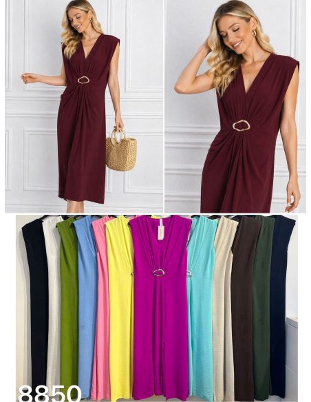 Sleeveless ring-detail midi dress | ZD-8850 | B2B