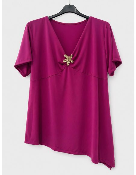 Blouse grande taille asymétrique en lycra | ZD-2719