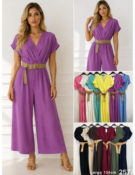 Einfacher Jumpsuit mit Gürtel | ZD-2577-LISO