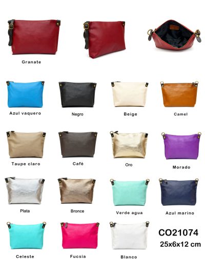 Flat leather zip crossbody bag 2