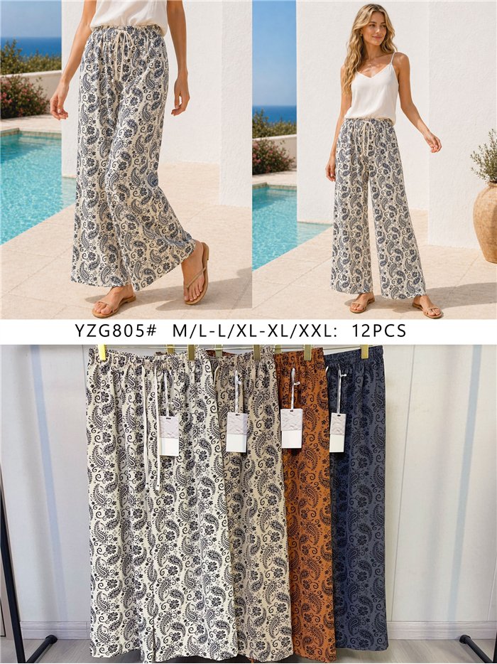 Pantaloni palazzo con stampa paisley