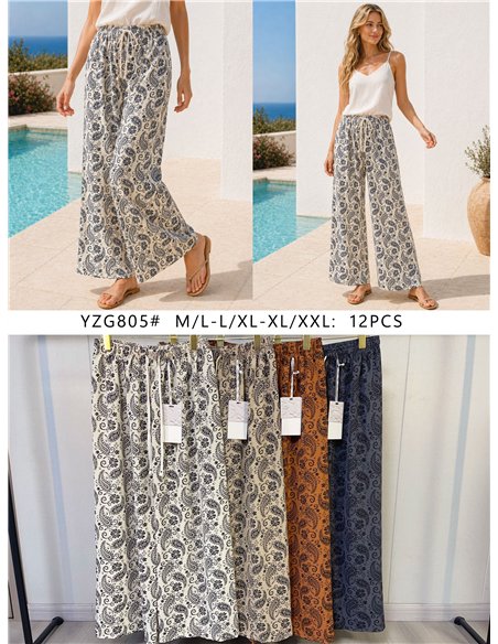 Pantaloni palazzo con stampa paisley