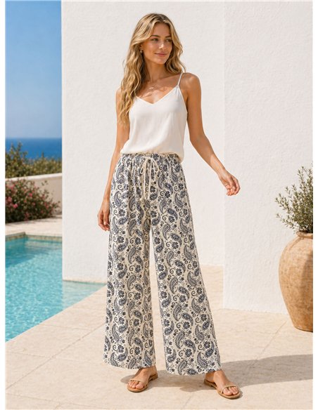 Pantaloni palazzo con stampa paisley