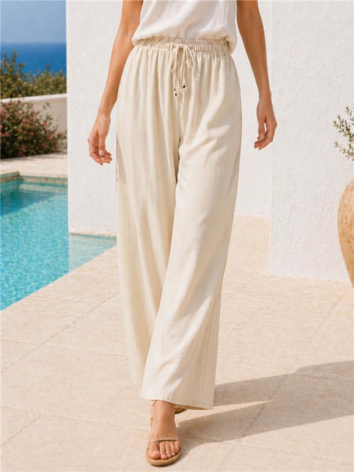 Calças palazzo lisas e fluidas